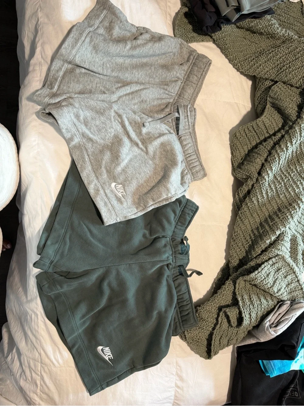 Nike Women’s Grey and Dark Green Athletic Shorts Duo
